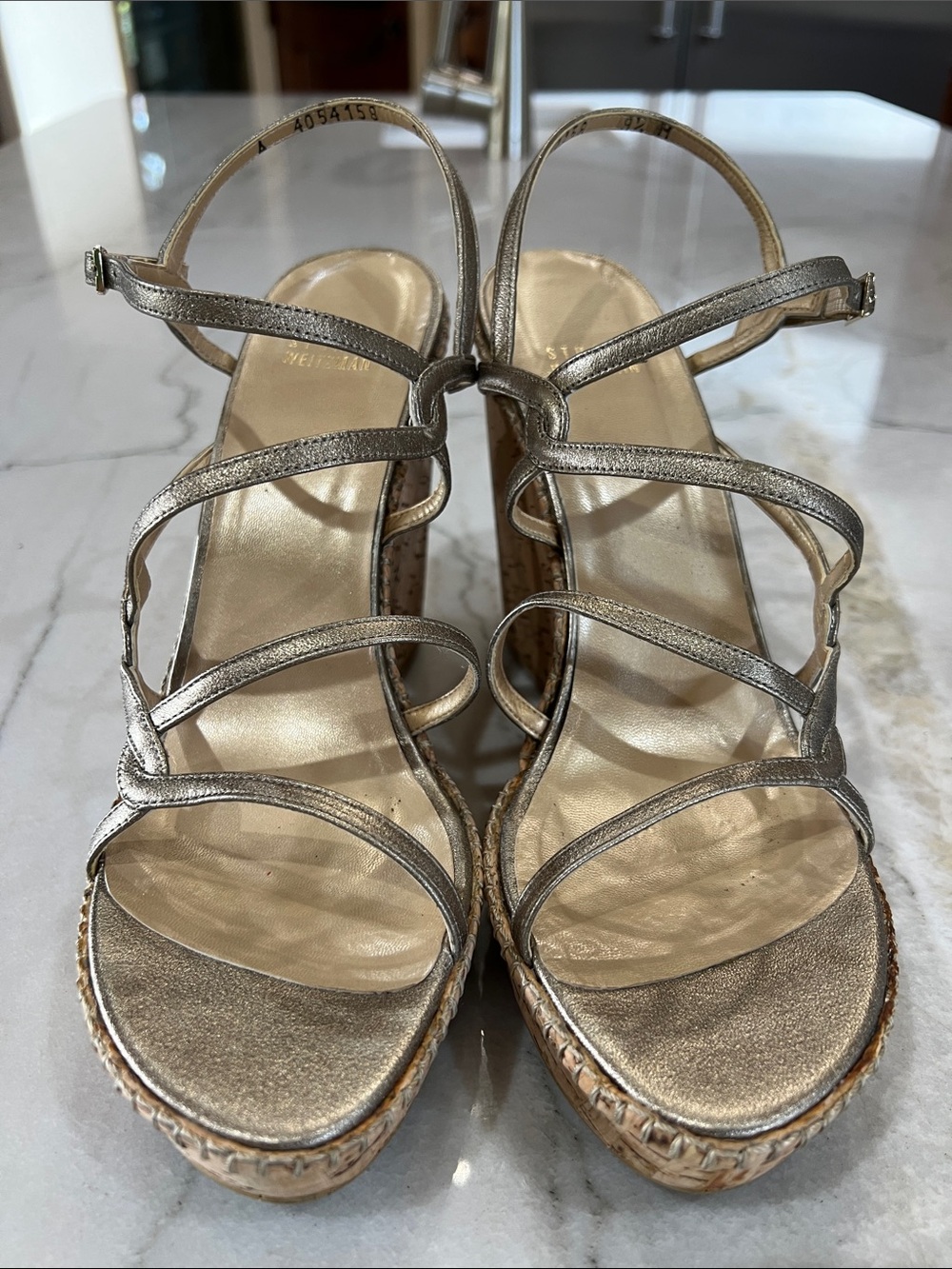 Stuart Weitzman Metallic Espadrilles with Cork Heels